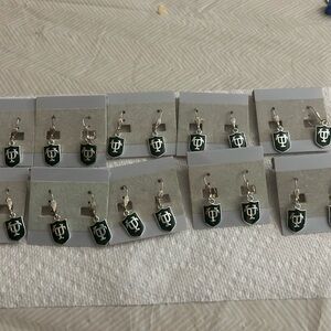 Tulane  Silver and Green Acorn Charm Earrings, 10 pair, $40 for all ten pair